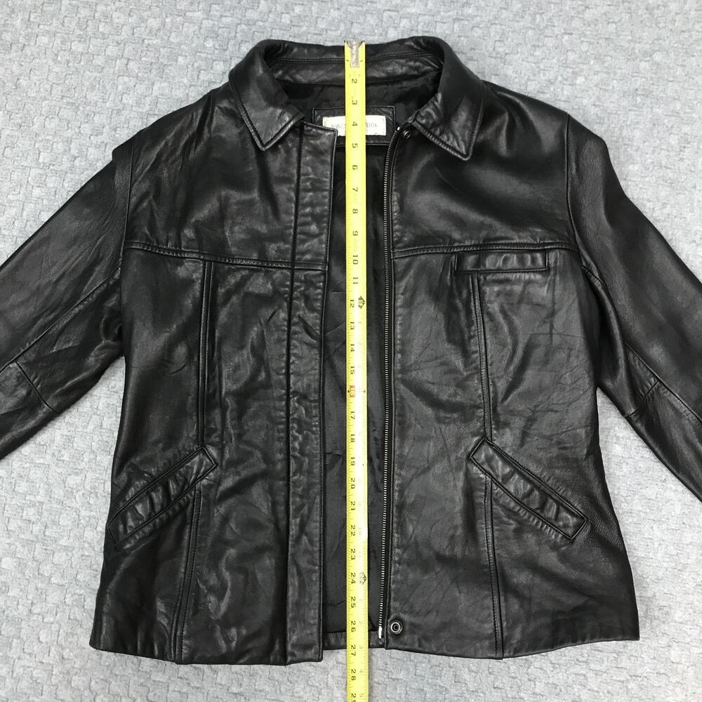 Jones New York Jacket Womens Medium Black Genuine Leather Pockets Style 38949 - Picture 3 of 12
